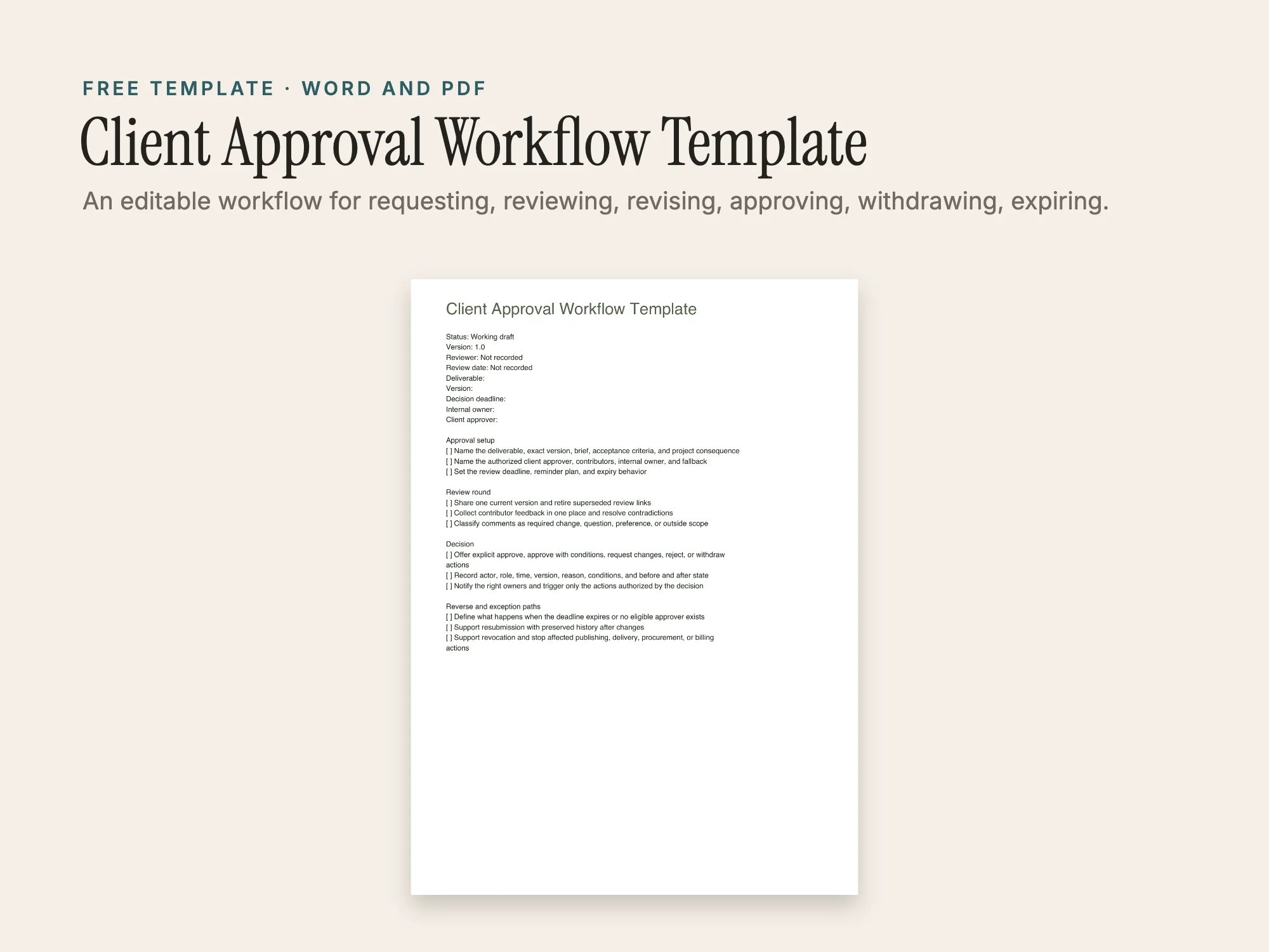 Cover of the Client Approval Workflow Template