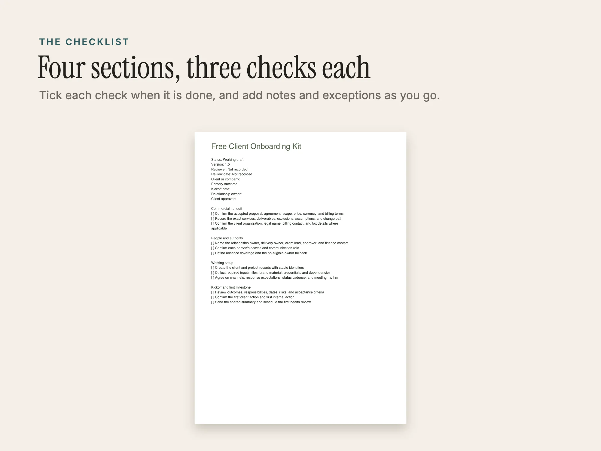 Free Client Onboarding Kit: The checklist