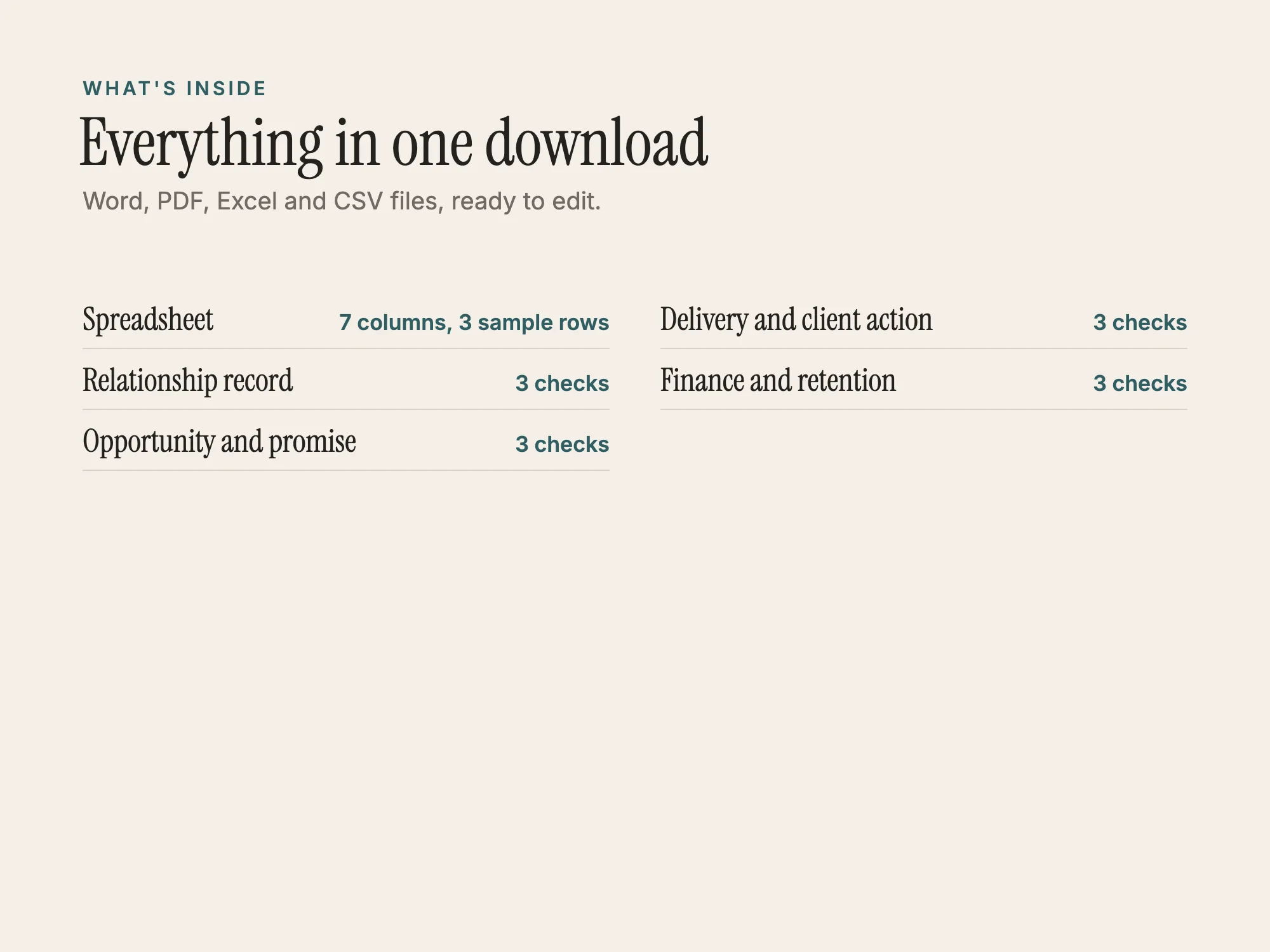 Freelancer CRM Template: What's inside