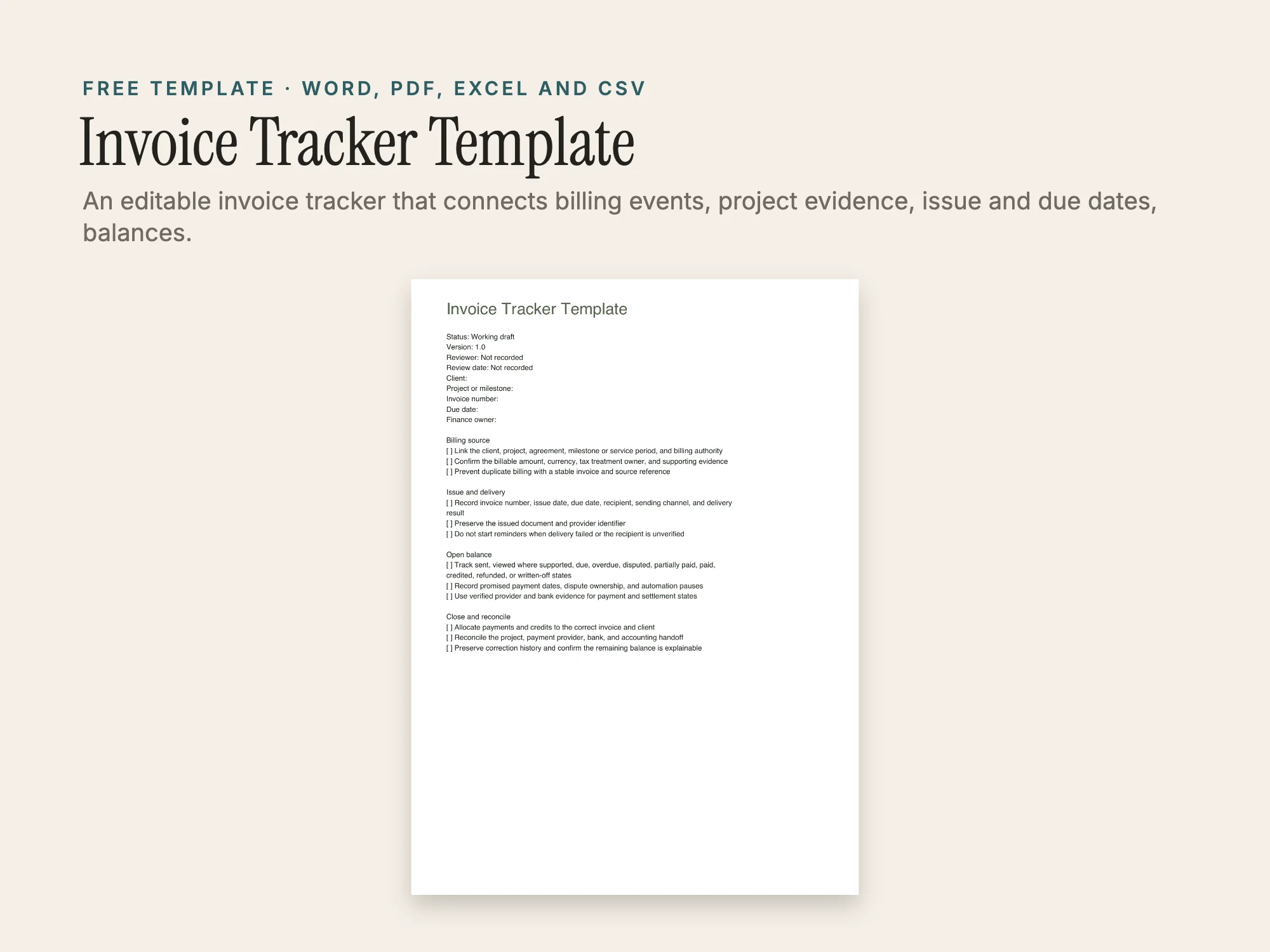 Cover of the Invoice Tracker Template