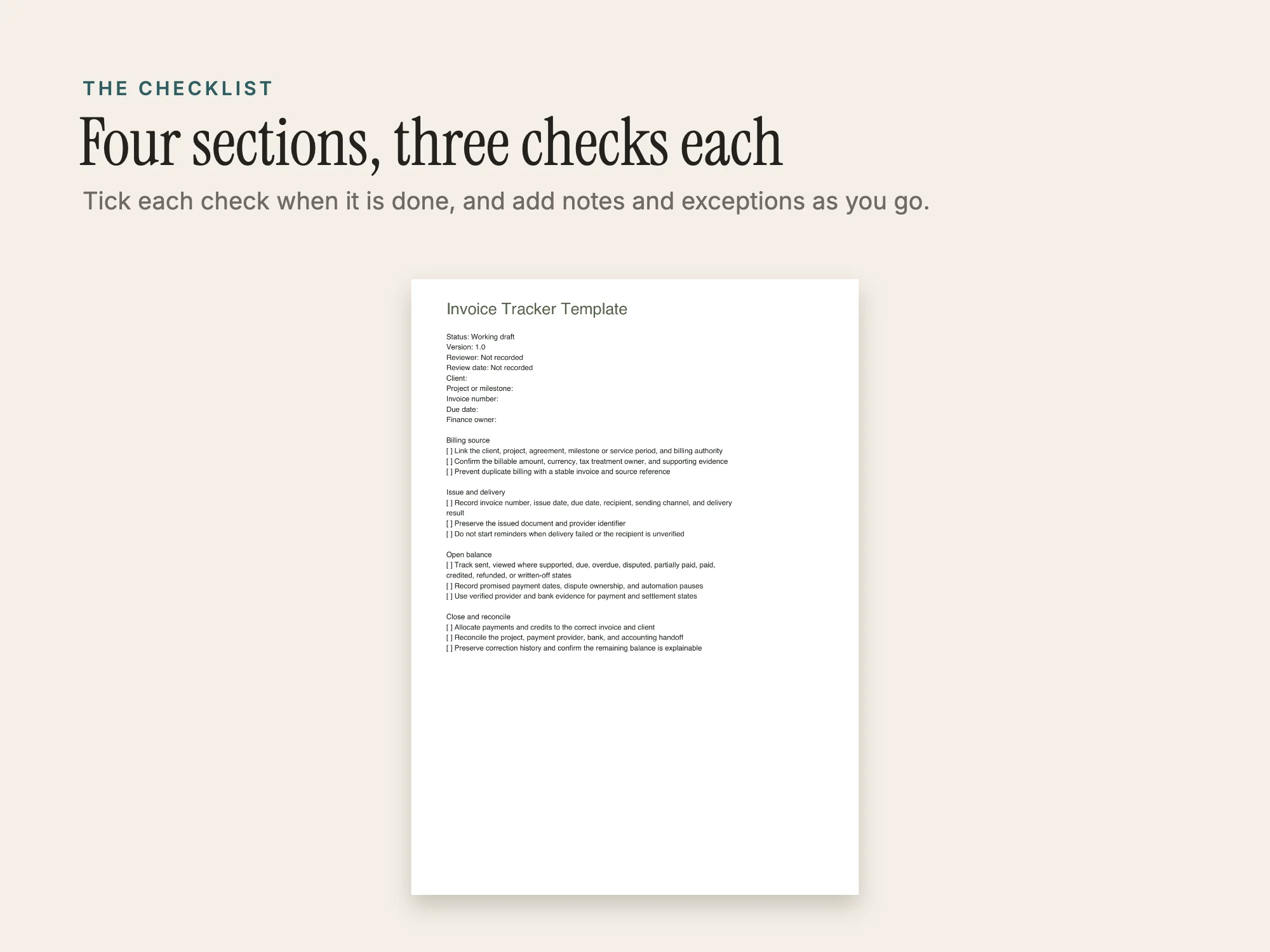 Invoice Tracker Template: The checklist