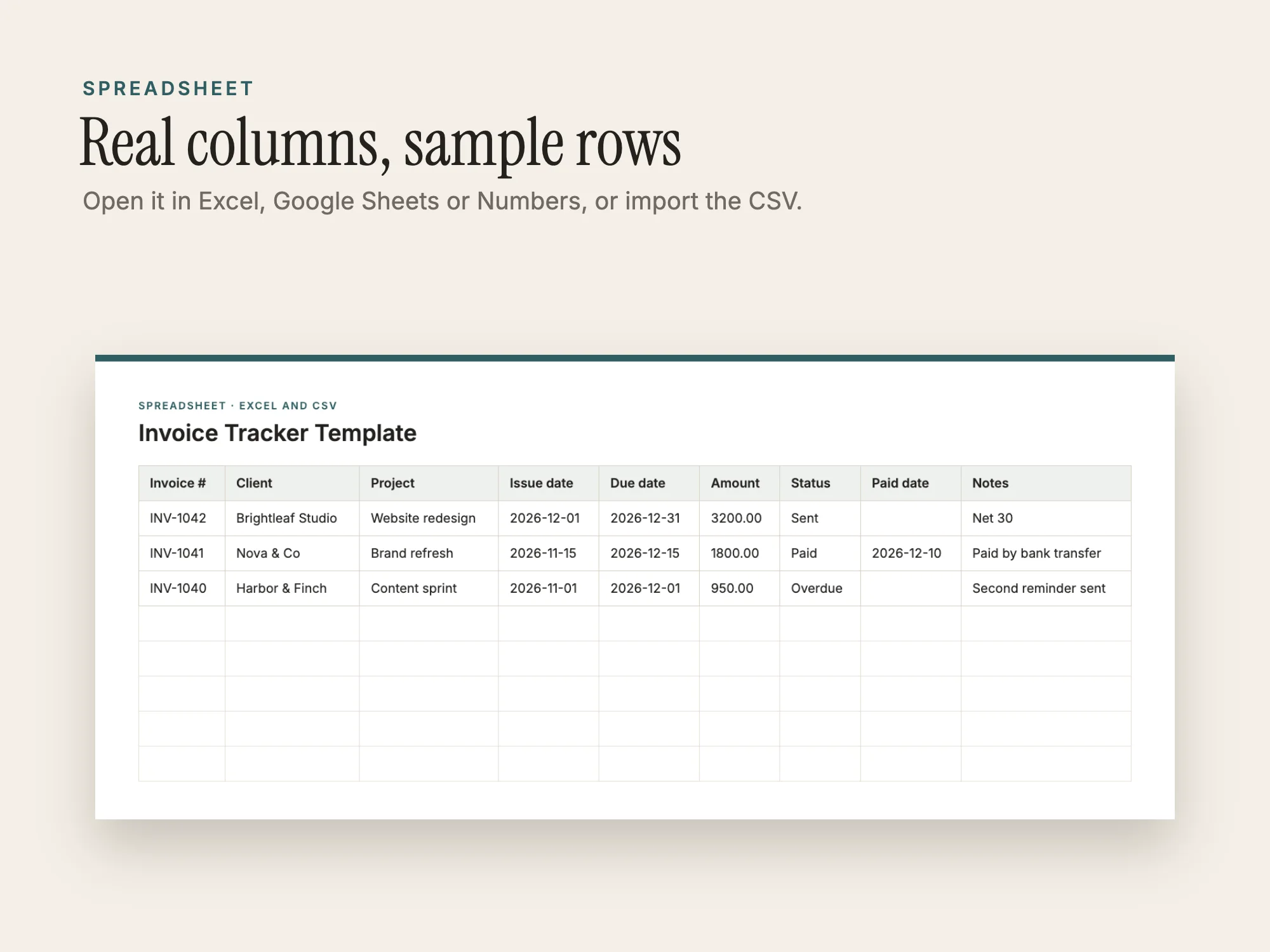 Invoice Tracker Template: Spreadsheet